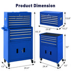 13-Drawer Rolling Tool Chest with Double Doors, 2 in 1 Detachable Rolling Tool Chest Combo, Mobile Tool Cabinet with Drawers, Metal LarLockable Tool Box for GaraWorkshop (Blue)