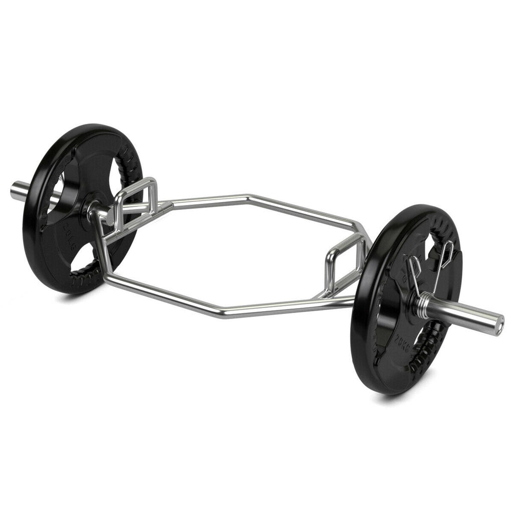 Gymax 56'' Olympic Hexagon Deadlift Bar Trap Bar w/ Folding Grips Pushups Powerlifting