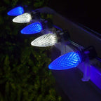 OptiCore 49 ft. 50-Light LED Blue and Cool White Faceted C9 String Light Set