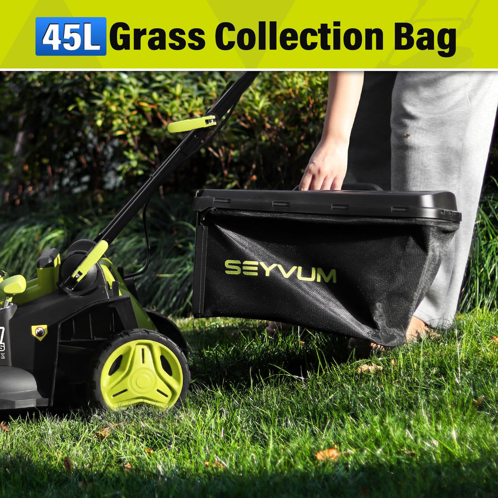 40V 16-inch Cordless Lawn Mower with 45L Grass Collection Bag, 6 Position Height Adjustment Electric Lawn Mower, 2 x 20V 4.0Ah Battery Powered Push Lawnmower, 2.4A Fast Charger, Lemon Green