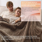 Heated Blanket Size - Soft Ribbed Fleece Fast Heating Electric Blanket with 10 Heating Levels  10 Time Settings, 8 Hours Auto-Off Heated Blanket, Dual Control (90×100 inches, Brown)