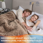 Heated Blanket Size - Soft Ribbed Fleece Fast Heating Electric Blanket with 10 Heating Levels  10 Time Settings, 8 Hours Auto-Off Heated Blanket, Dual Control (90×100 inches, Brown)