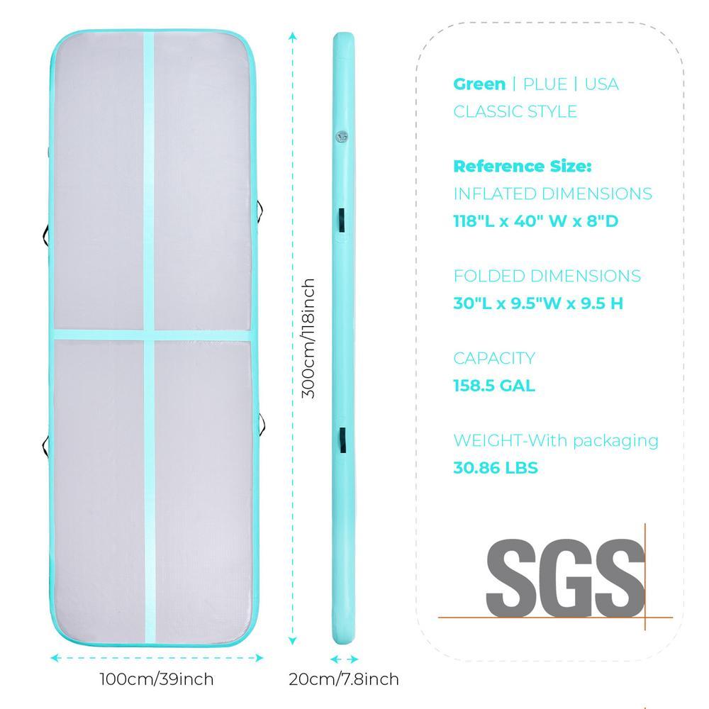 Green Inflatable gymnastics somersault air cushion yoga mat Training cushion 1x3x0.2m