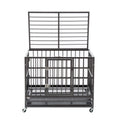 Sliverylake Dog CaCrate Kennel - Heavy Duty Double Door Pet Caw/Metal Tray Wheels Exercise Playpen