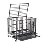 Sliverylake Dog CaCrate Kennel - Heavy Duty Double Door Pet Caw/Metal Tray Wheels Exercise Playpen