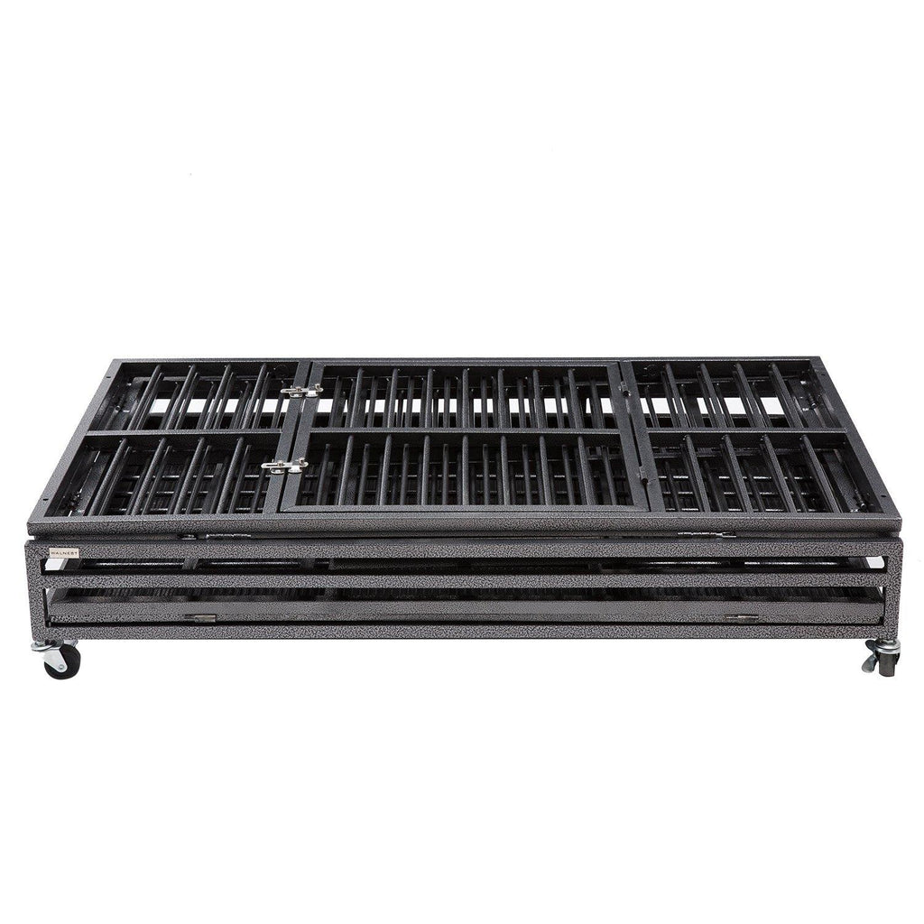 Sliverylake Dog CaCrate Kennel - Heavy Duty Double Door Pet Caw/Metal Tray Wheels Exercise Playpen