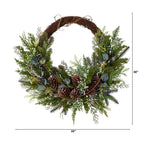 30 in. Unlit Pine and Pinecone Artificial Christmas Wreath on Twig Ring
