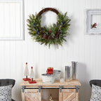 30 in. Unlit Pine and Pinecone Artificial Christmas Wreath on Twig Ring