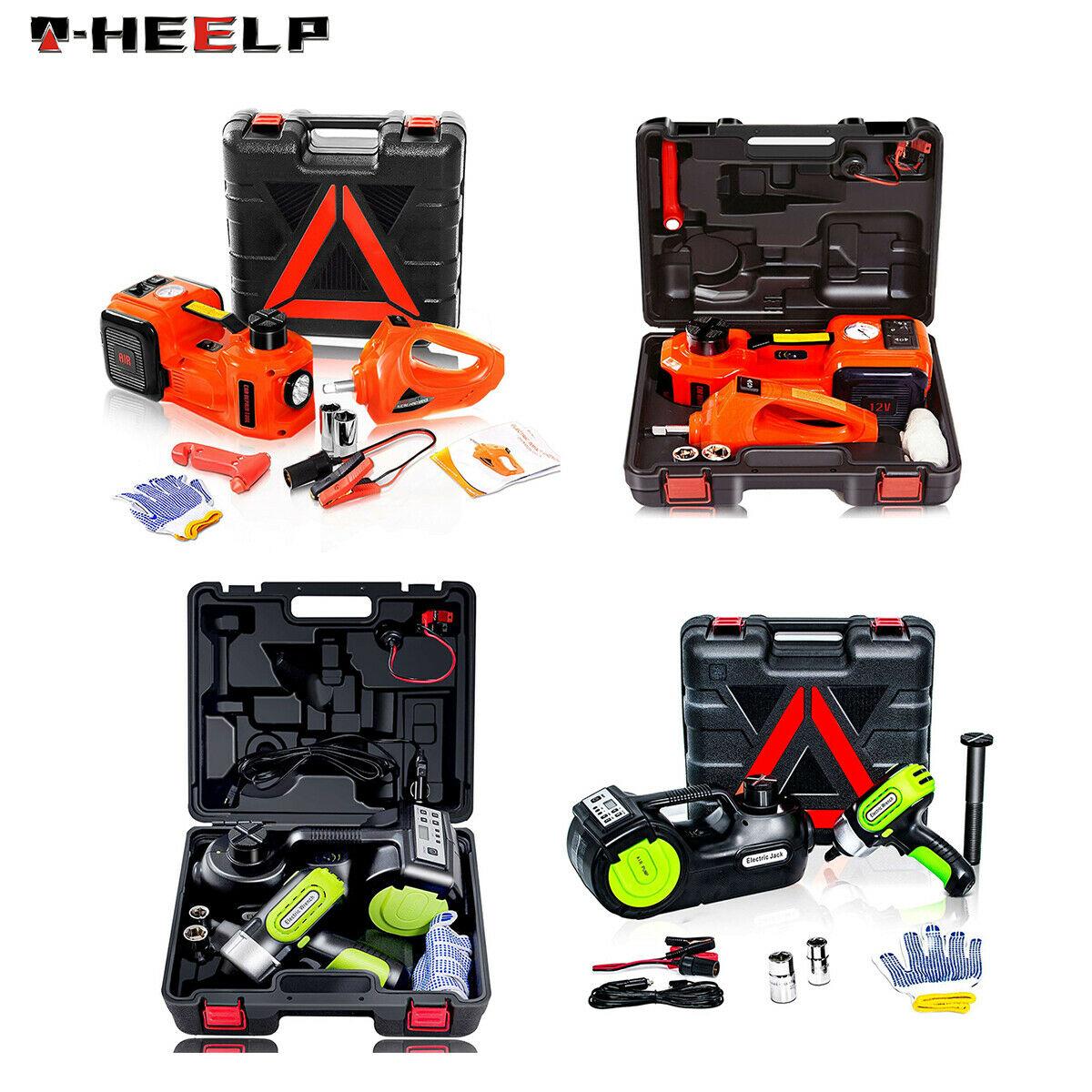 Car Jack 12V 5Ton Electric Hydraulic Jack Floor Lift Impact Wrench Tire Tool Kit