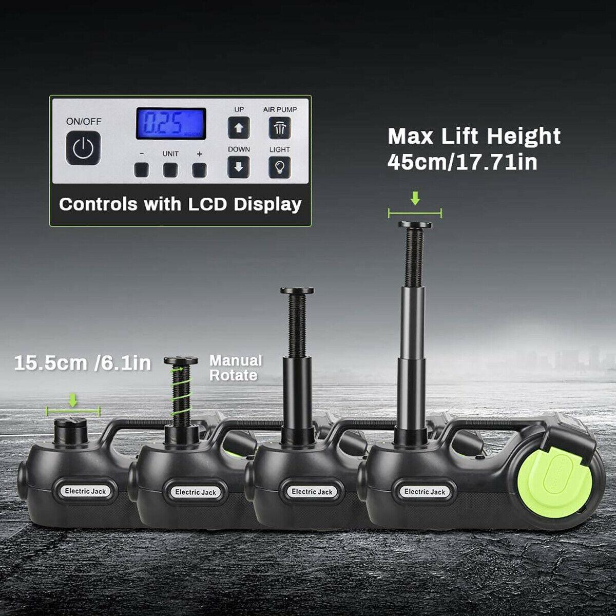 Car Jack 12V 5Ton Electric Hydraulic Jack Floor Lift Impact Wrench Tire Tool Kit