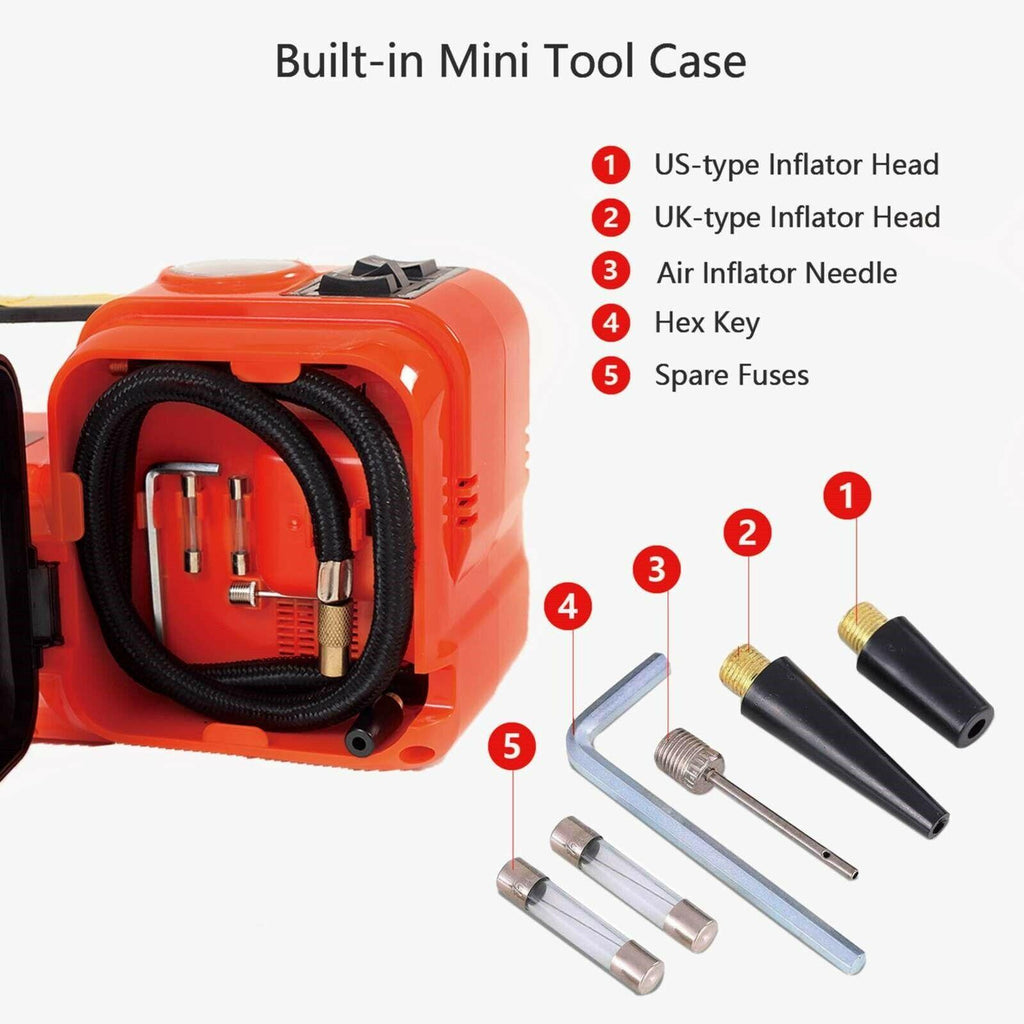 Car Jack 12V 5Ton Electric Hydraulic Jack Floor Lift Impact Wrench Tire Tool Kit