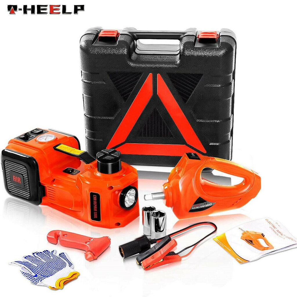 Car Jack 12V 5Ton Electric Hydraulic Jack Floor Lift Impact Wrench Tire Tool Kit
