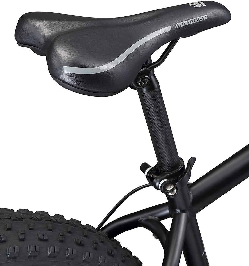 Mongoose Malus Adult Fat Tire Mountain Bike, 26-Inch Wheels, 7-Speed, Twist Shifters, Steel Frame, Mechanical Disc Brakes, Multiple Colors