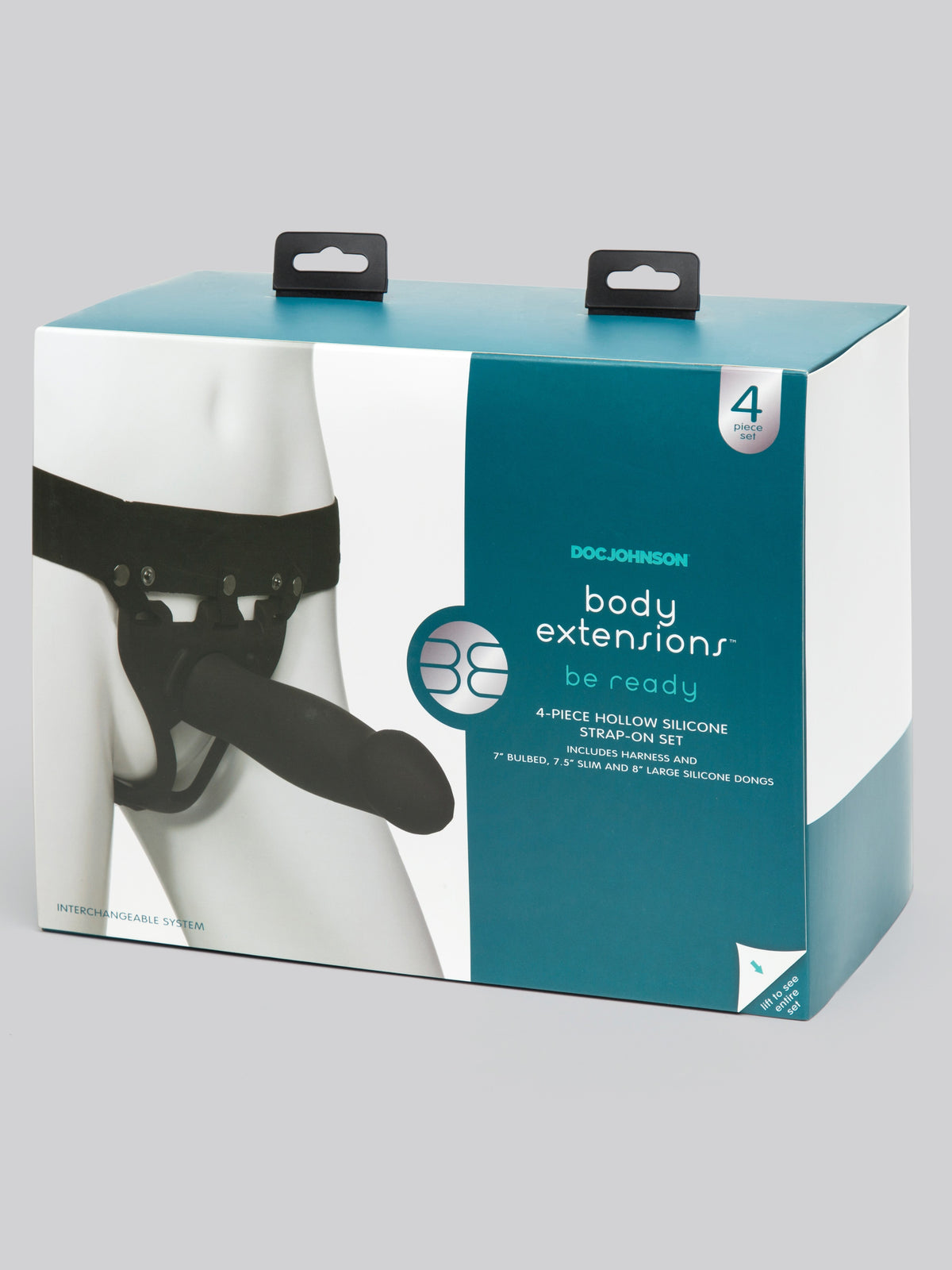 Doc Johnson Silicone Hollow Strap-On Kit (4 Piece), Black