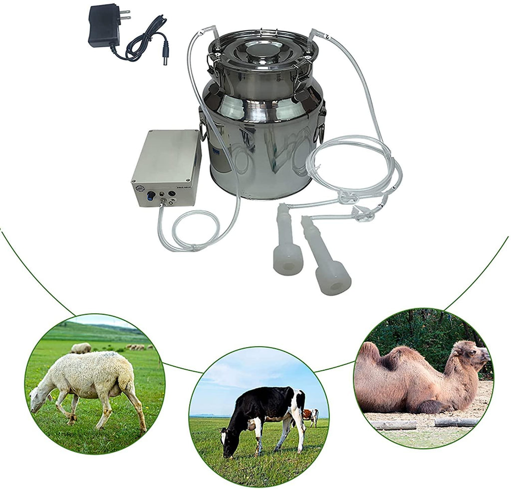 huidazhou cow milking machine pump milker machine, 7l auto-stop device for cow livestock household farm, stainless steel food grade bucket milking device