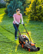 13Amp 16" Lawn Mower, 98% Collection, 13.2-Gallon Bag, 5-Position Height Adjustment, 3-Step  Vertical Fold Storage, 2-in-1 Mulching &amp; Bagging, Corded Lawn Mower for Your Garden