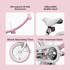 Segway-Ninebot Kids Bicycle 14 In. in Pink with Training Wheels