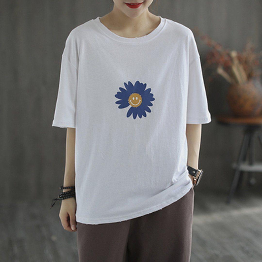 crew neck printed casual simple t-shirt