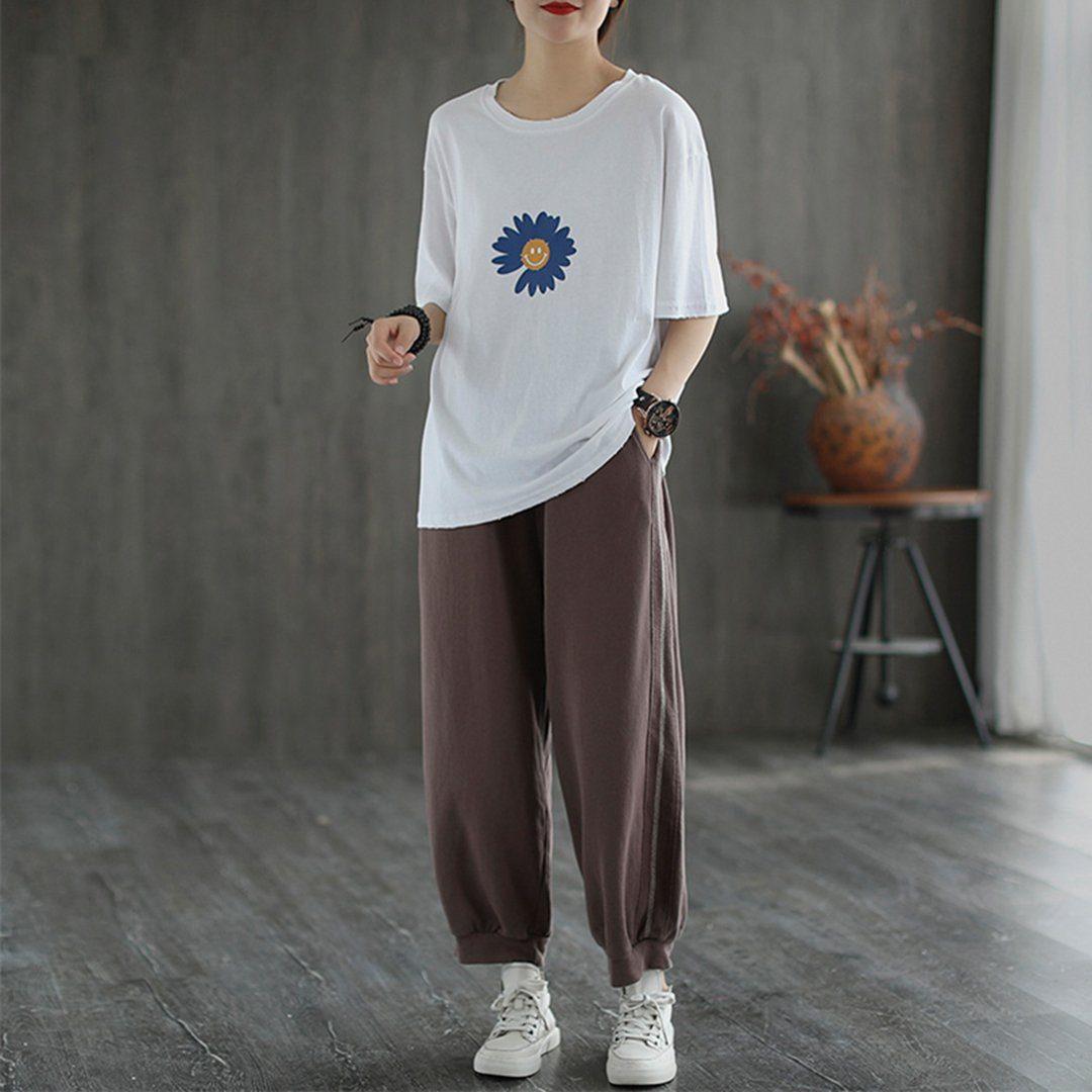 crew neck printed casual simple t-shirt