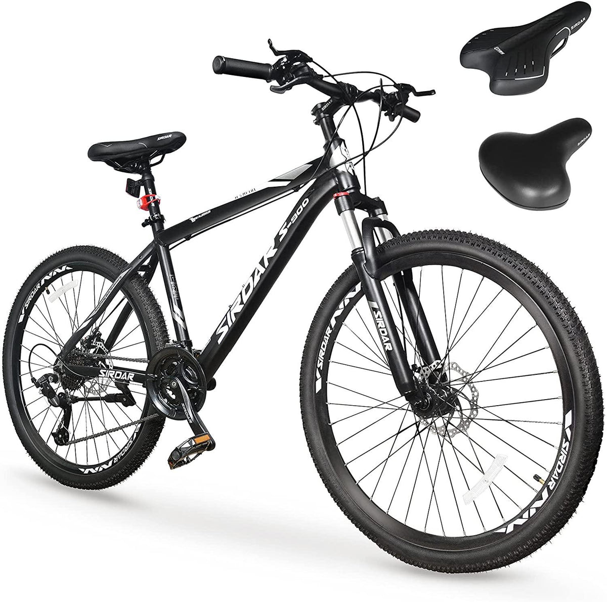 SIRDAR S-900 27 Speed 27.5 inch Mountain Bike Aluminum Alloy and High Carbon Steel with 2 Replaceable Seat, Full Suspension Disc Brake Outdoor Bikes for Men Women