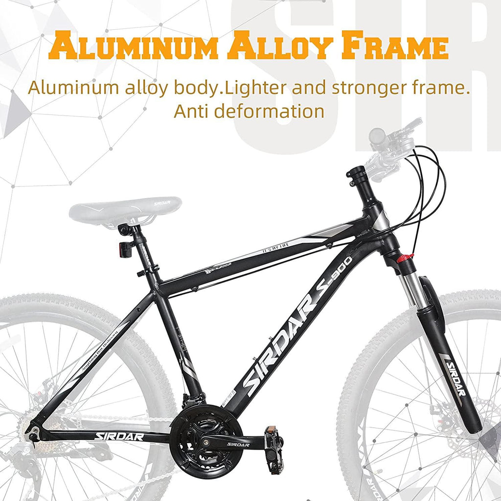 SIRDAR S-900 27 Speed 27.5 inch Mountain Bike Aluminum Alloy and High Carbon Steel with 2 Replaceable Seat, Full Suspension Disc Brake Outdoor Bikes for Men Women