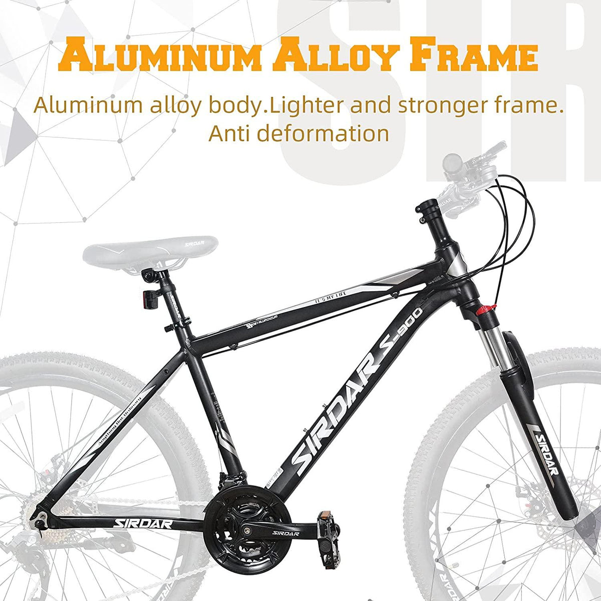SIRDAR S-900 27 Speed 27.5 inch Mountain Bike Aluminum Alloy and High Carbon Steel with 2 Replaceable Seat, Full Suspension Disc Brake Outdoor Bikes for Men Women