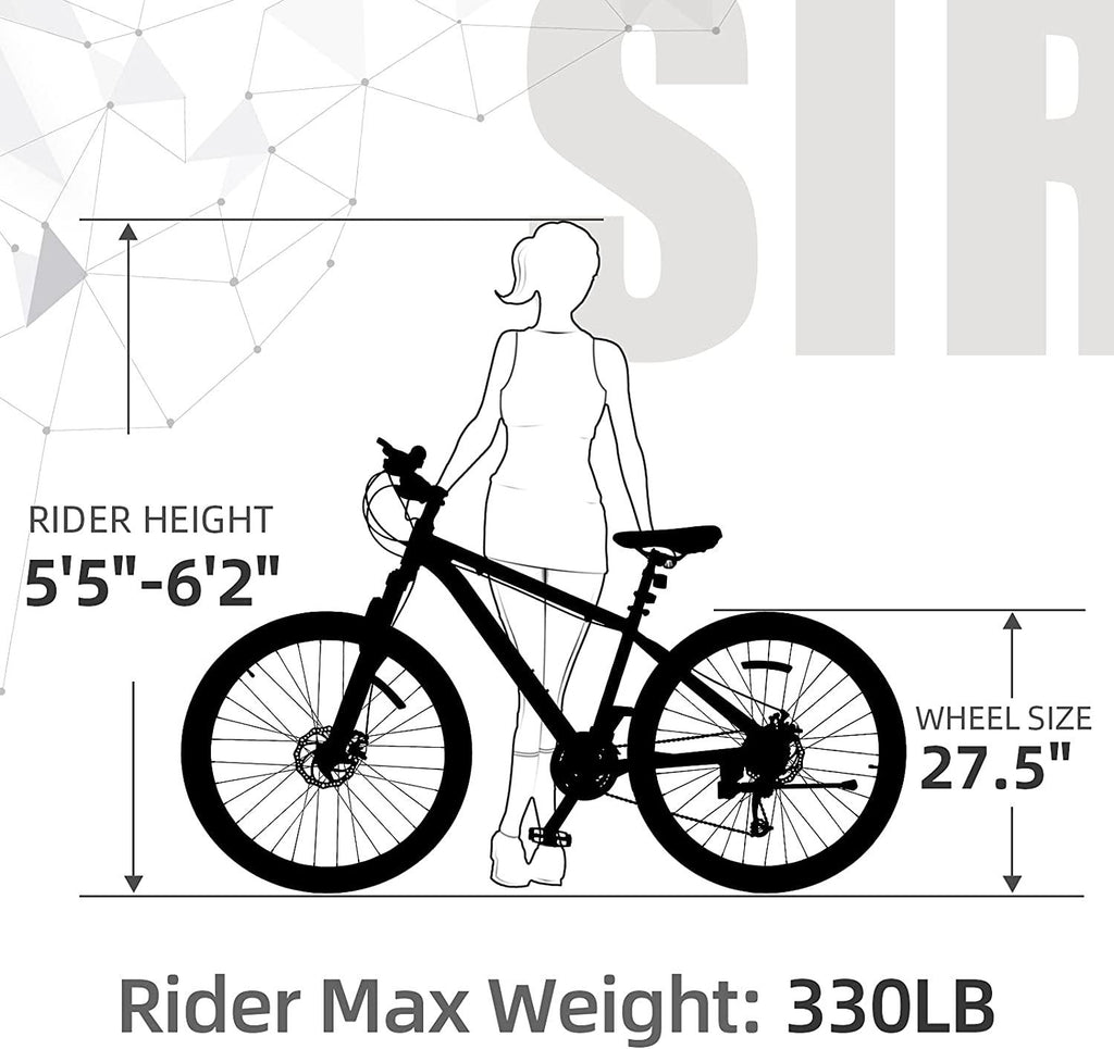 SIRDAR S-900 27 Speed 27.5 inch Mountain Bike Aluminum Alloy and High Carbon Steel with 2 Replaceable Seat, Full Suspension Disc Brake Outdoor Bikes for Men Women