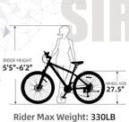 SIRDAR S-900 27 Speed 27.5 inch Mountain Bike Aluminum Alloy and High Carbon Steel with 2 Replaceable Seat, Full Suspension Disc Brake Outdoor Bikes for Men Women