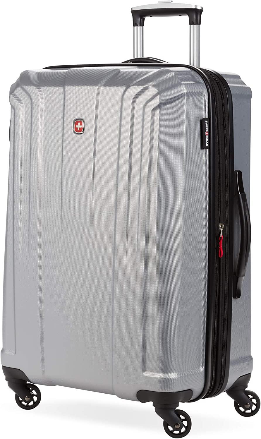 3750 Hardside Expandable Luggage with Spinner Wheels, Silver, Checked-Medium 24-Inch
