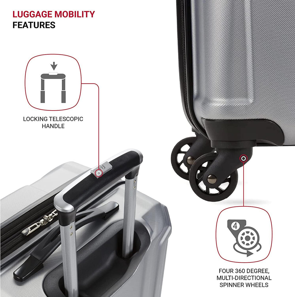 3750 Hardside Expandable Luggage with Spinner Wheels, Silver, Checked-Medium 24-Inch