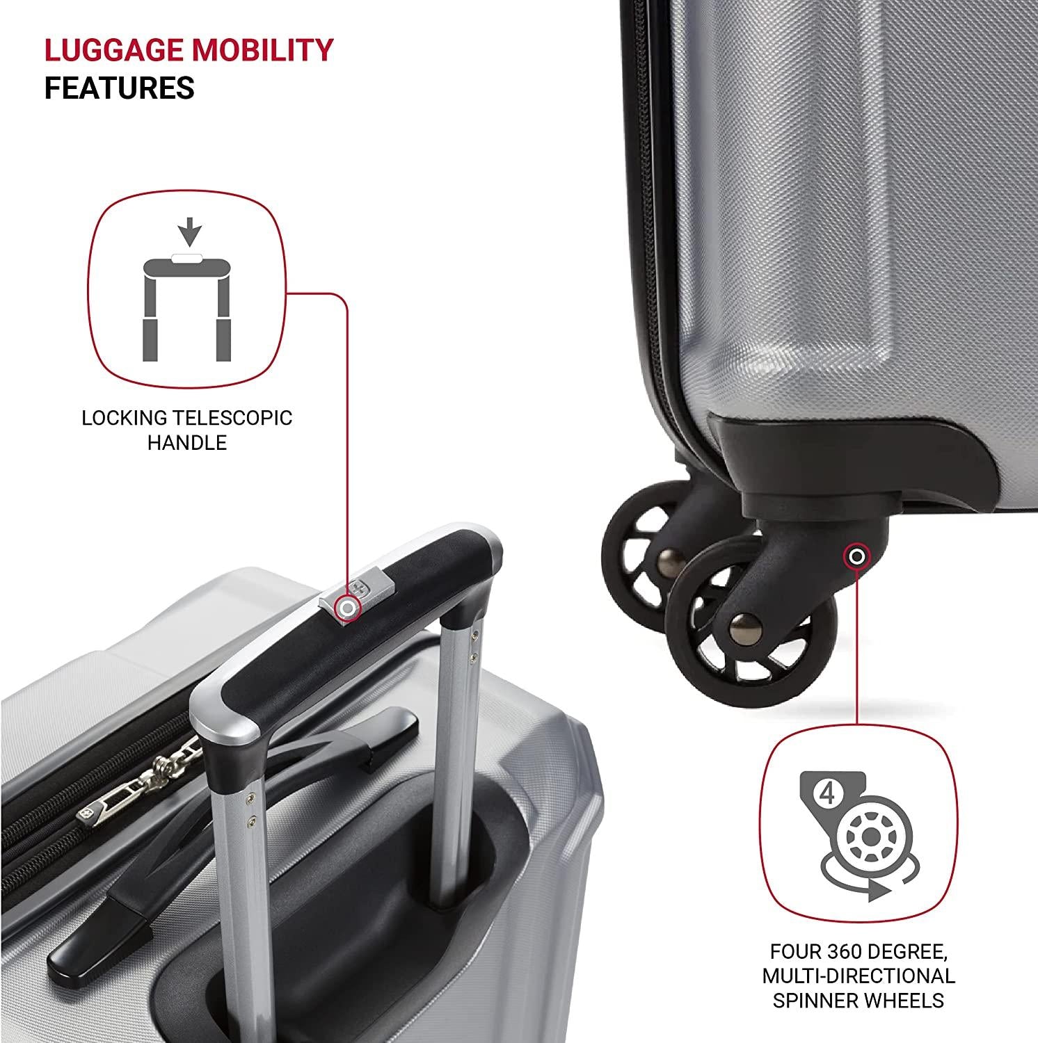3750 Hardside Expandable Luggage with Spinner Wheels, Silver, Checked-Medium 24-Inch