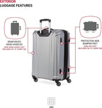 3750 Hardside Expandable Luggage with Spinner Wheels, Silver, Checked-Medium 24-Inch