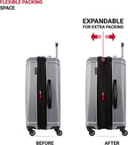 3750 Hardside Expandable Luggage with Spinner Wheels, Silver, Checked-Medium 24-Inch