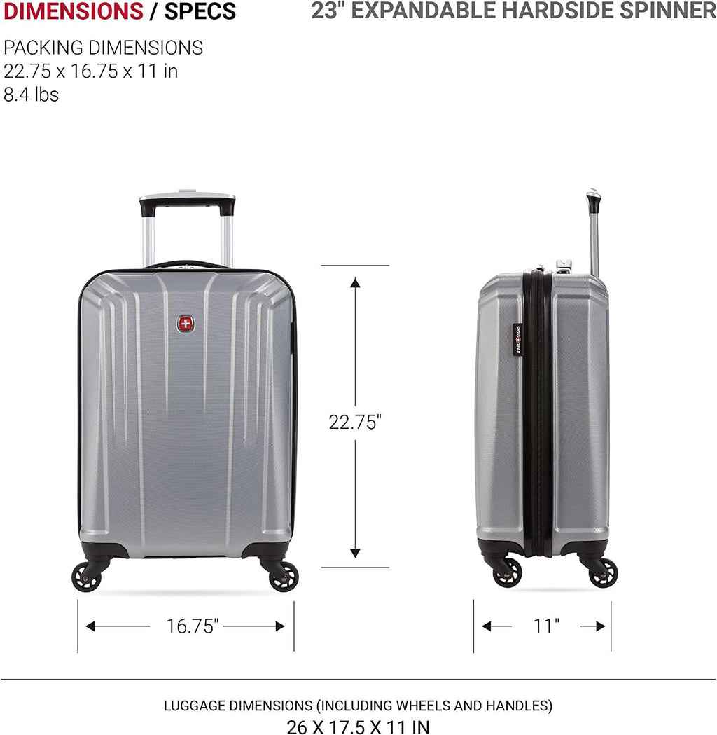 3750 Hardside Expandable Luggage with Spinner Wheels, Silver, Checked-Medium 24-Inch