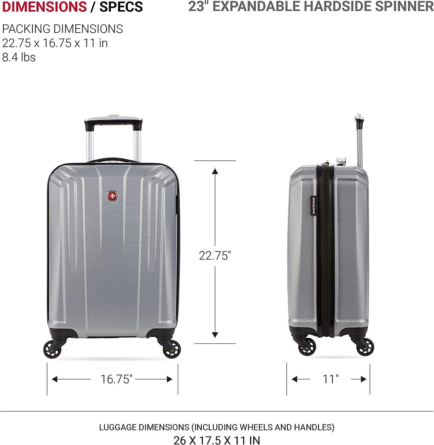 3750 Hardside Expandable Luggage with Spinner Wheels, Silver, Checked-Medium 24-Inch
