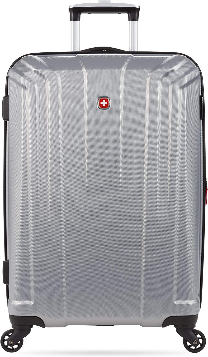 3750 Hardside Expandable Luggage with Spinner Wheels, Silver, Checked-Medium 24-Inch