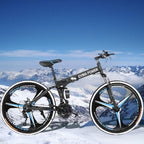 26in Mountain Bike, Foldable Mountain Bikes for Men &amp; Women 21 Speed Bicycle Full Suspension MTB Trek Bike with Dual Disc Brakes for Commuting, Racing, Outdoor Exercise Fitness