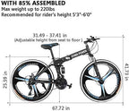 26in Mountain Bike, Foldable Mountain Bikes for Men &amp; Women 21 Speed Bicycle Full Suspension MTB Trek Bike with Dual Disc Brakes for Commuting, Racing, Outdoor Exercise Fitness