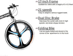 26in Mountain Bike, Foldable Mountain Bikes for Men &amp; Women 21 Speed Bicycle Full Suspension MTB Trek Bike with Dual Disc Brakes for Commuting, Racing, Outdoor Exercise Fitness