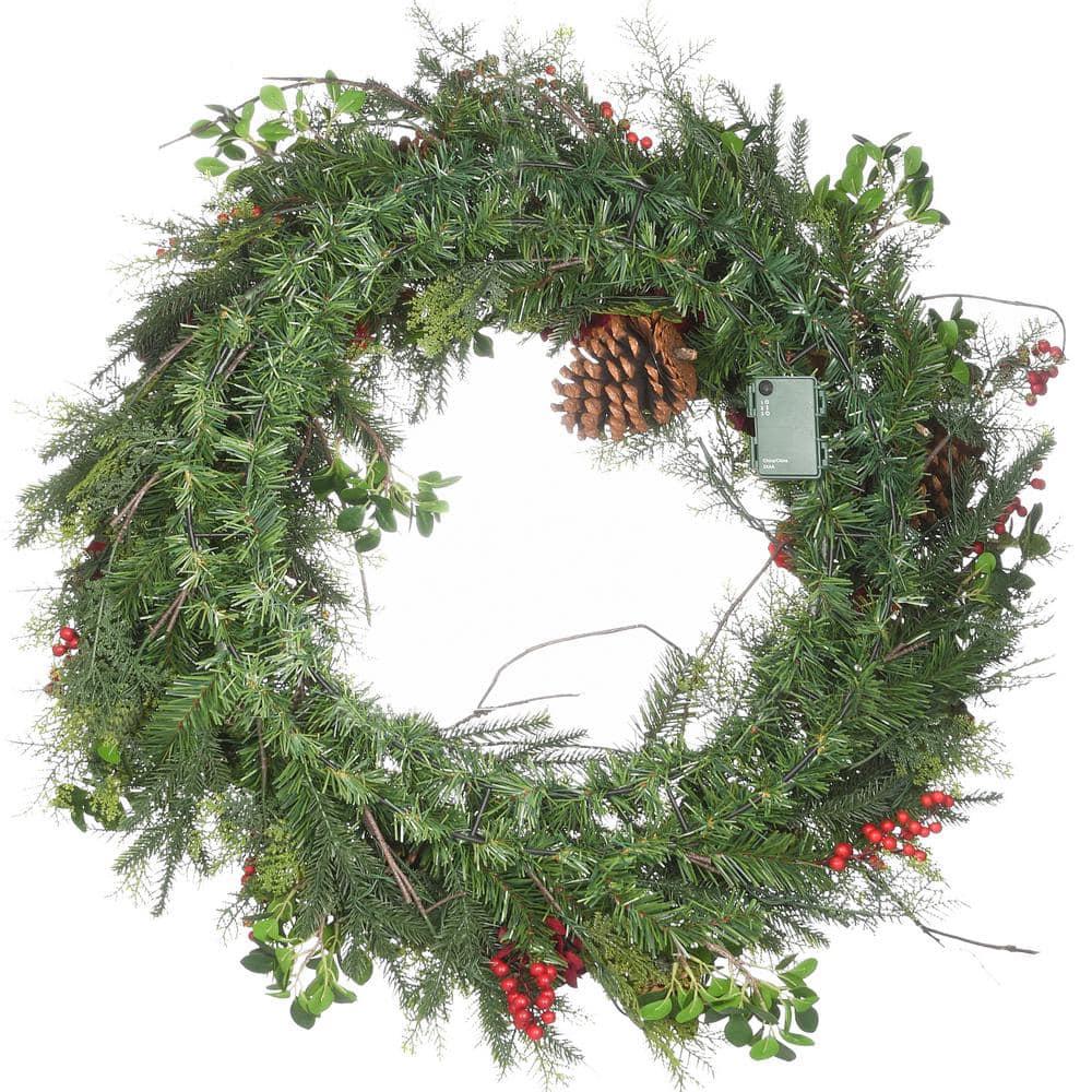 30 in. Decorated Vienna Waltz Artificial Christmas Wreath with LED Lights