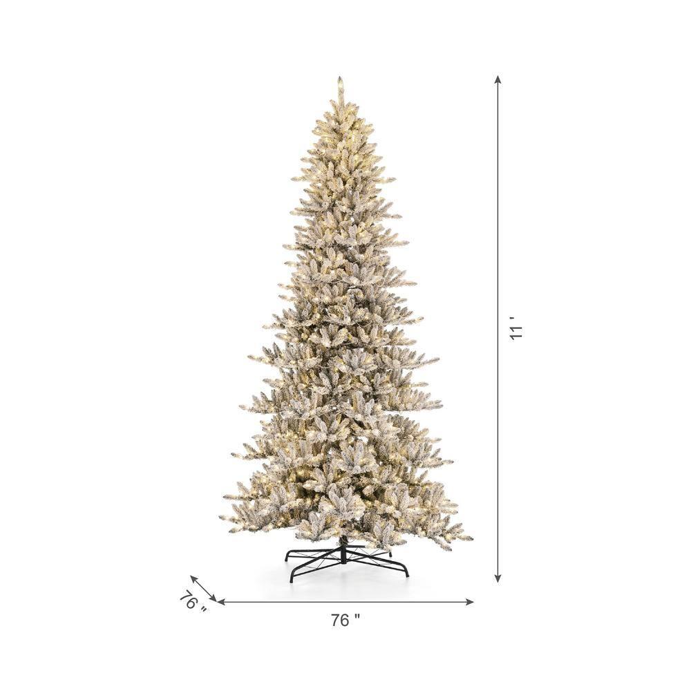 11 ft. Pre-Lit Flocked Slim Fir Artificial Christmas Tree with 950 Warm White Lights
