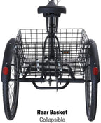 reezero EVRYjourney 26 Inch 7-Speed Hybrid Adult Tricycle with Rear Basket