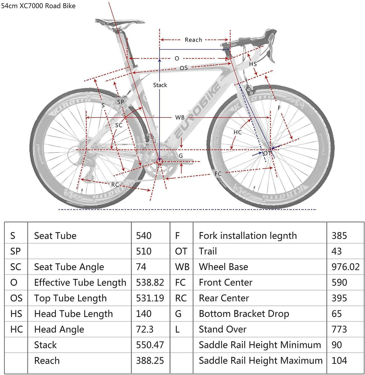 EUROBIKE OBK Lightweight Aluminium Road Bike 700C Wheels Commuter Cycling Bicycle 14 Speed 54cm