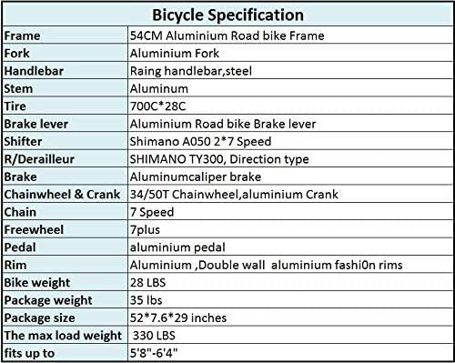 EUROBIKE OBK Lightweight Aluminium Road Bike 700C Wheels Commuter Cycling Bicycle 14 Speed 54cm