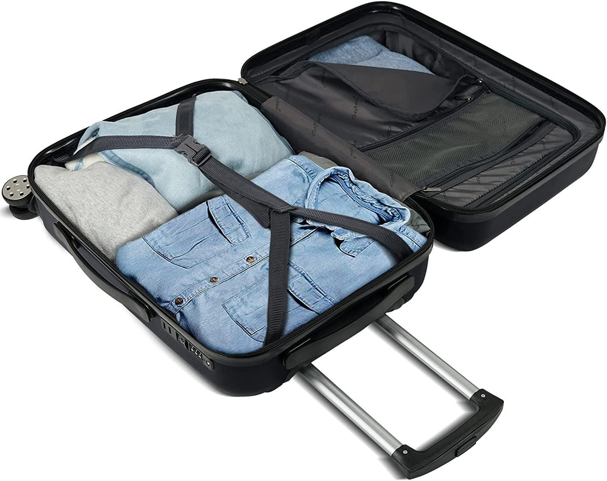 Luggage 3 Piece Set Suitcase Lightweight Hardside Removable-Spinner Wheels with TSA Lock(20',24',28')_Black, 828