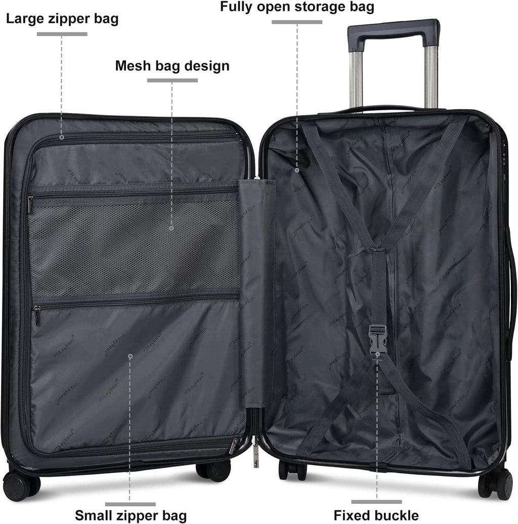 Luggage(only 28'')Suitcase ABS+PC with TSA Lock Spinner Carry on Hardshell Lightweight 20in 24in 28in_ Black, L(28in)_checked large