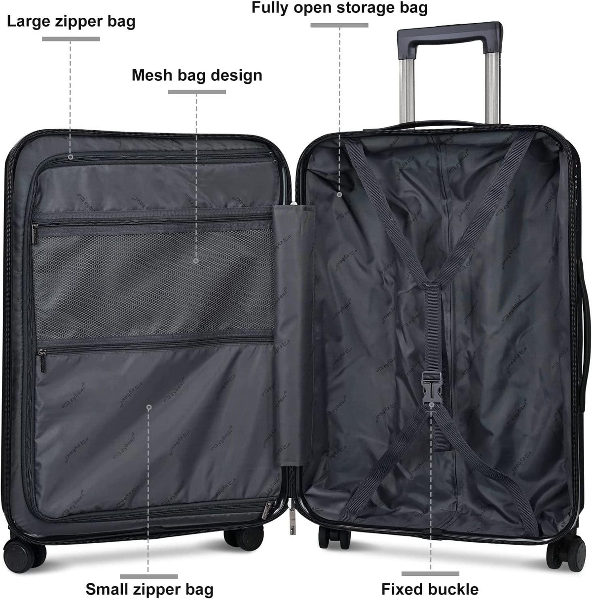 Luggage(only 28'')Suitcase ABS+PC with TSA Lock Spinner Carry on Hardshell Lightweight 20in 24in 28in_ Black, L(28in)_checked large