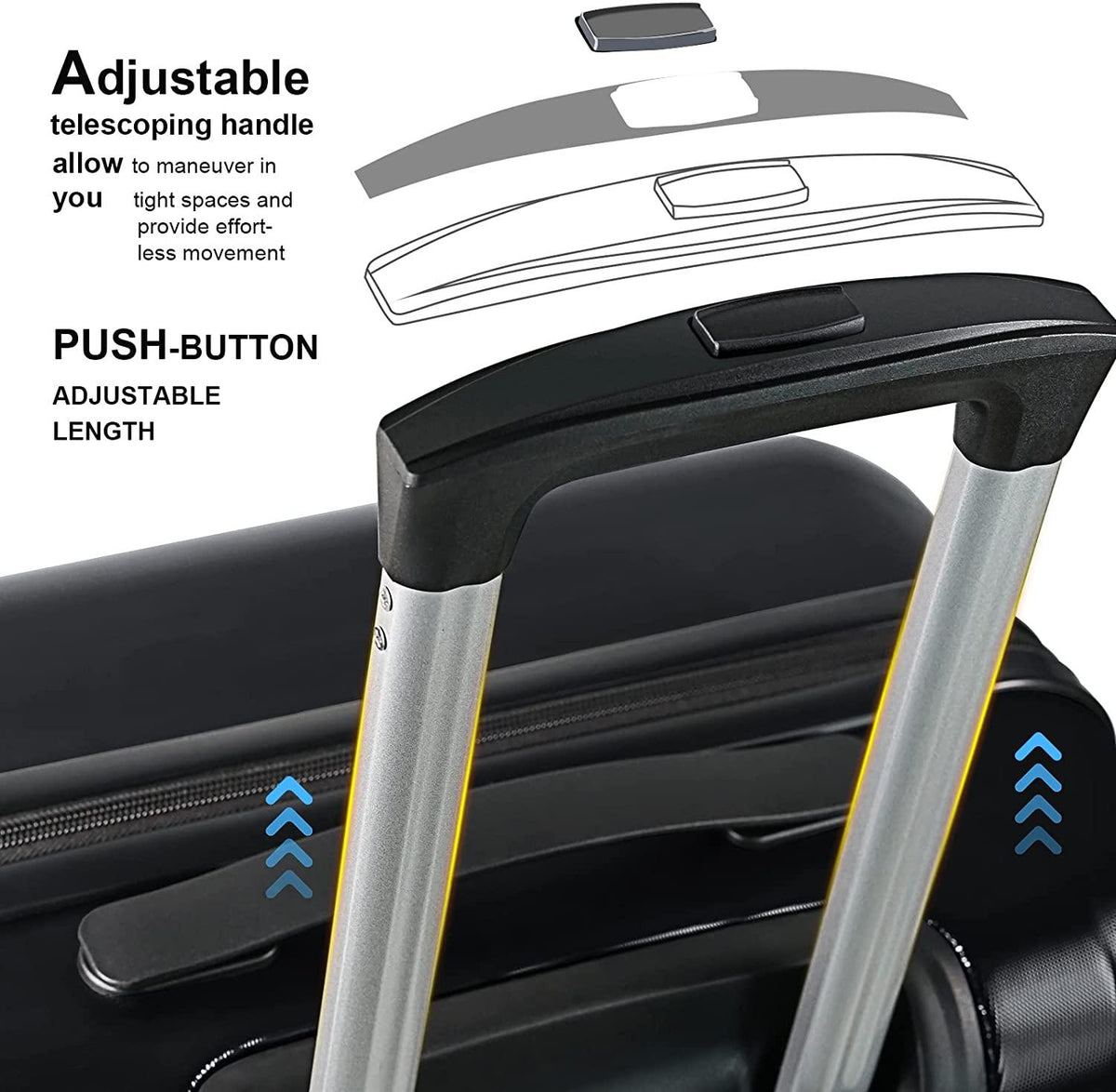 Luggage(only 28'')Suitcase ABS+PC with TSA Lock Spinner Carry on Hardshell Lightweight 20in 24in 28in_ Black, L(28in)_checked large