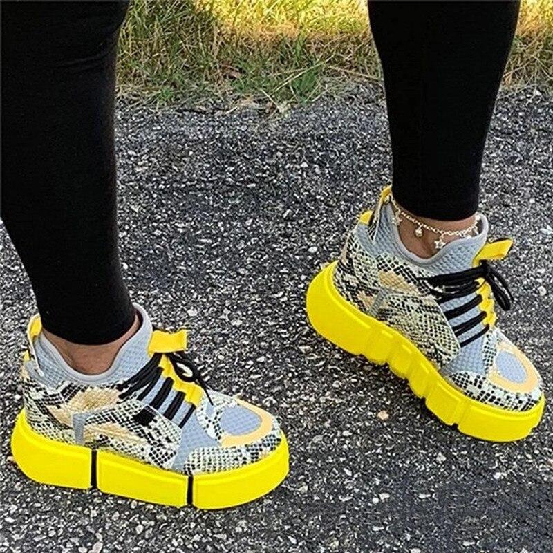 Mix Color Platform Snake Women Casual Outdoor Sport Sneakers