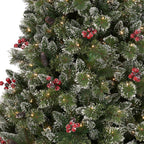 Holiday Time 7.5ft Pre-Lit Glittering Frost Pine Christmas Tree, Green, 7.5', Warm White LED